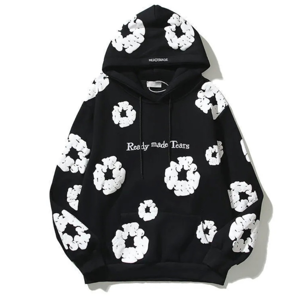 New DENIM TEARS Foam printed hip hop graffiti hoodie unisex sweatshirt size L